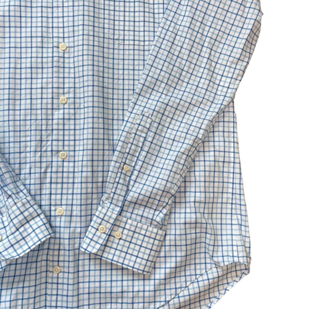 Peter Millar‎ Tettersall Check Long Sleeve Button Down White Blue Preppy Sz L - Picture 3 of 9